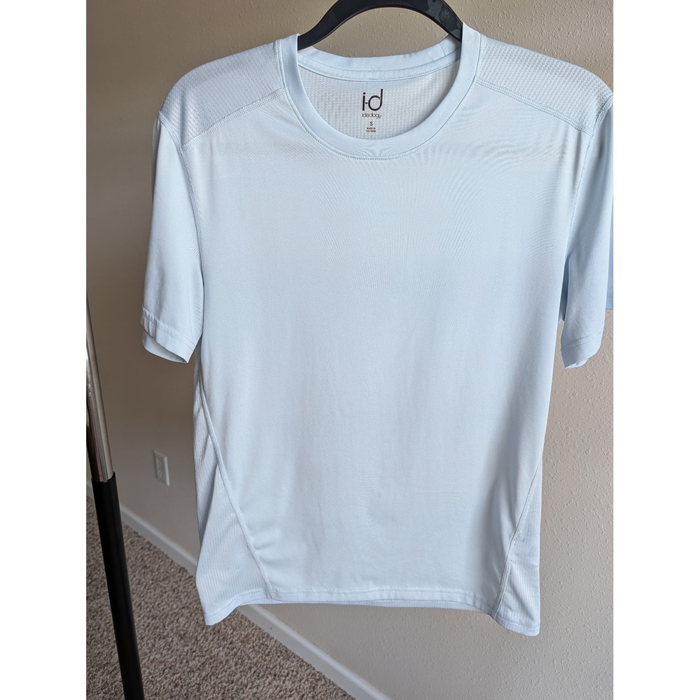 Ideology Mens Light Blue Mesh Back Performance Short Sleeve Workout Shirt Size S